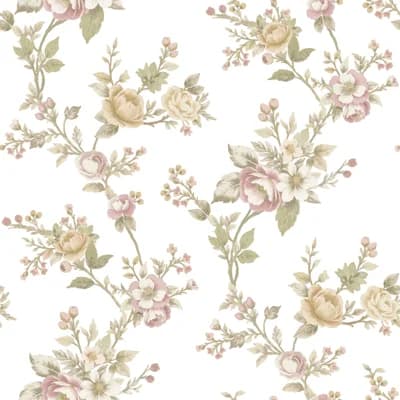 Blooming Garden Collection Soffio Garden Wallpaper Roll — Beige