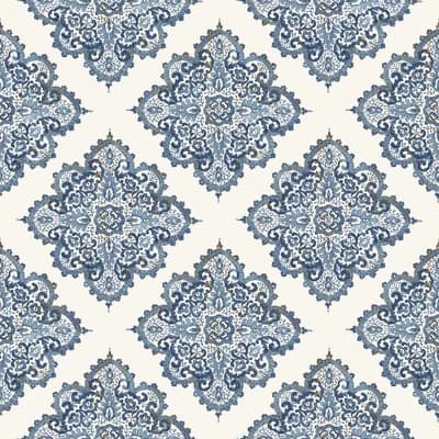 Indo Chic Motif 32.8' L x 21" W Wallpaper Roll — Blue