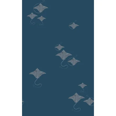 Bat Rays 33' L x 20.5" W  Wallpaper Roll — Blue