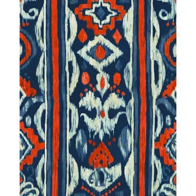Sundance Villa Ikat Non-Pasted Matte Wallpaper Roll — Red,Indigo,White