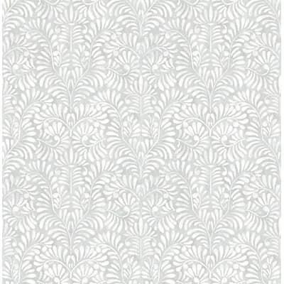 Floral Wallpaper Double Roll — Gray