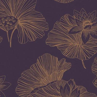 Floral Non-Pasted Metallic Wallpaper Double Roll — Purple