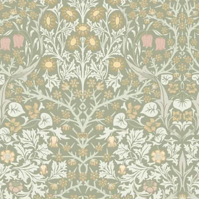William Morris at Home SS24 Floral Non-Pasted Matte Wallpaper Double Roll — Sage
