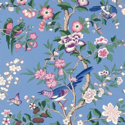 Chinoiserie Hall Wallpaper — Blueberry,Purple