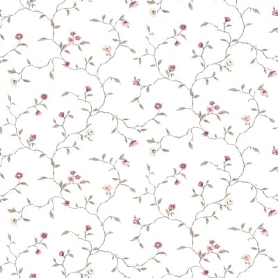 Kitchen Recipes Trailing Flowers 32.8' L x 21" W Wallpaper Roll — Pink,Red