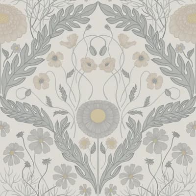 Blomstermala Floral Marguerite 33' L x 21" W Wallpaper Roll — Gray