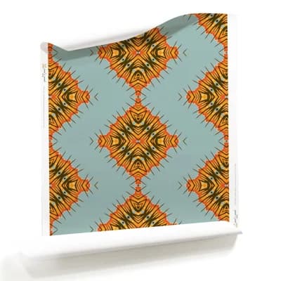 Desert Diamonds (Large) | Intricate Geometric Wallpaper Double Roll — Orange,Blue,Teal