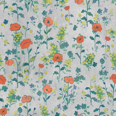 Paule Marrot Floral Non-Pasted Satin Wallpaper Double Roll — Light Gray