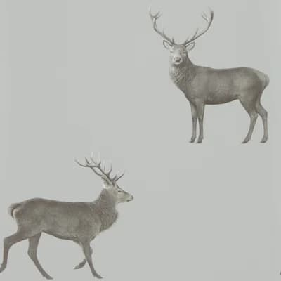 Evesham Deer Wallpaper — Silver Gray
