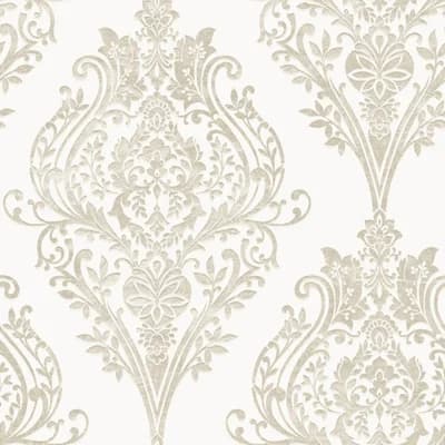 Kwon Damask Non-Pasted Metallic Wallpaper Double Roll — Champagne