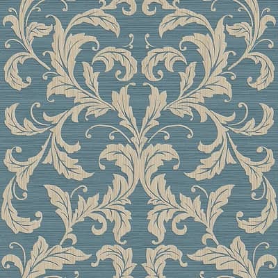 Nordic Elements Embossed Linear Damask 32.81' L x 20.87" W Wallpaper Roll — Blue,Beige