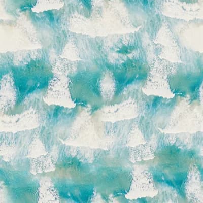Ocean Waves 10' L x 24" W Wallpaper Roll — Aqua,White,Sand