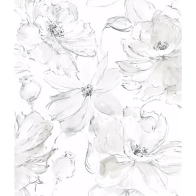 Floral Peel & Stick Wallpaper Roll — Gray