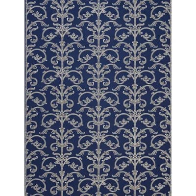 The MET x The House of Scalamandre Saxony Scroll Wallcovering — Navy