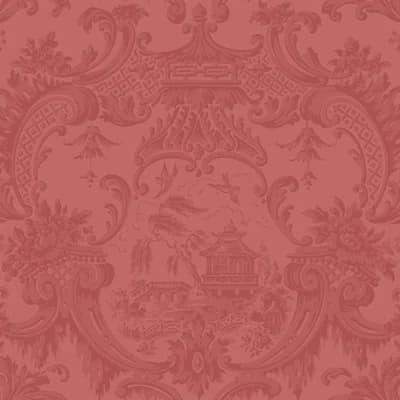 Chippendale China Toile Non-Pasted Wallpaper Roll — Red