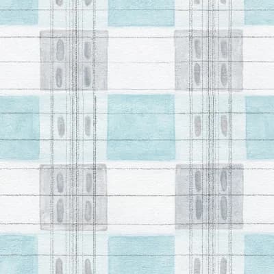 Collins Avenue Plaid Non-Pasted Satin Wallpaper — Blue,Gray