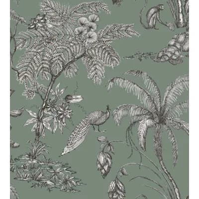 Moa Floral Matte Wallpaper Roll — Dark Gray