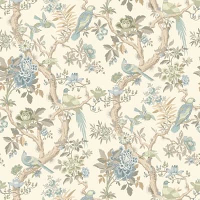 Ashmore 32.82' L x 27.56" W Wallpaper Roll — Ivory,Green