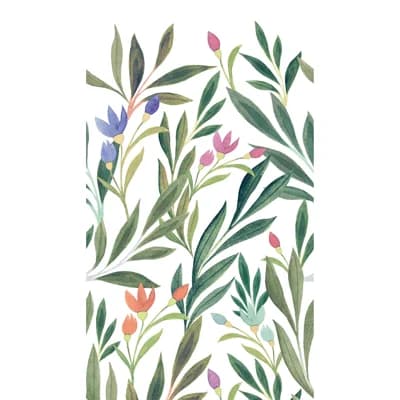 Orom II Collection All-over Floral and Leaf 62.5-inches wide x 9.18-feet high 3-panel Wall Mural — Green