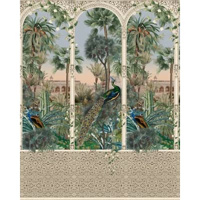 Tales of Maghreb Non-Pasted Matte Wallpaper Roll — Blue,Brown,Green,Taupe