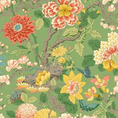 Floral Non-Woven Wallpaper Roll — Emerald