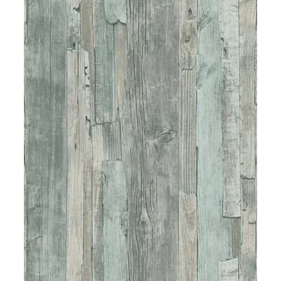 Woods and Wicker Collection Drift Wood Effect Wallpaper Roll — Green