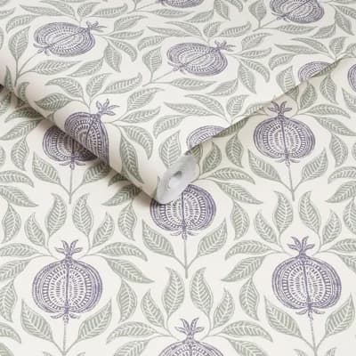 Graham & Brown Apple of Grenada Mauve & Sage Wallpaper — Green