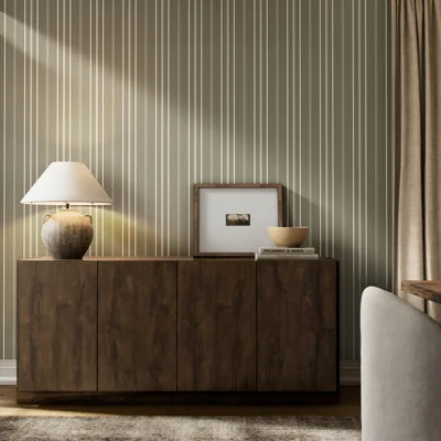 Striped Non-Pasted Wallpaper Roll by Getty Images — Olive I