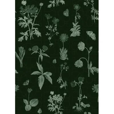 Yuki Osada Floral Non-Pasted Satin Wallpaper Double Roll — Dark Green