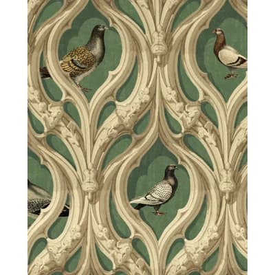 Le Manoir Geometric Non-Pasted Matte Wallpaper Roll — Green,Taupe