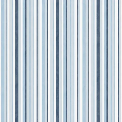 Kids and Teens Collection Multi Stripe Wallpaper Roll — Blue