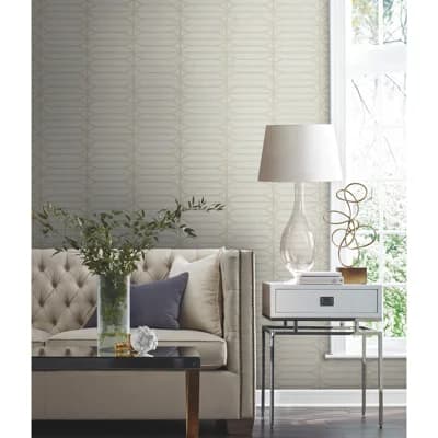Geometric Peel & Stick Metallic Wallpaper Roll — Taupe