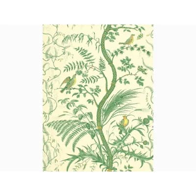 Bird and Thistle 30' L x 27" W Wallpaper Roll — Green