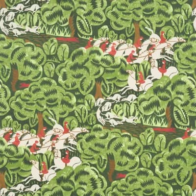 Schumacher X The New Yorker Margaret Schloeman's Fox Chase Wallpaper — Forest