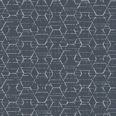 Atmosphere Geometric Hextex Design 33' L x 21" W Wallpaper Roll — Navy Blue