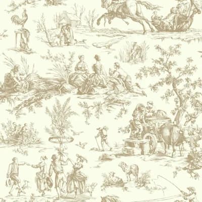 Ashford Toiles Toile Matte Wallpaper Roll — Brown,Off-white