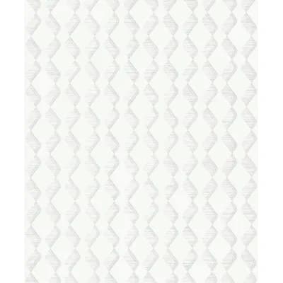 Serene Collection Metallic Geometric Zig-Zag Design 33' L x 21" W Wallpaper Roll — White