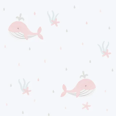Bambino Collection Little Whales Wallpaper Roll — Pink