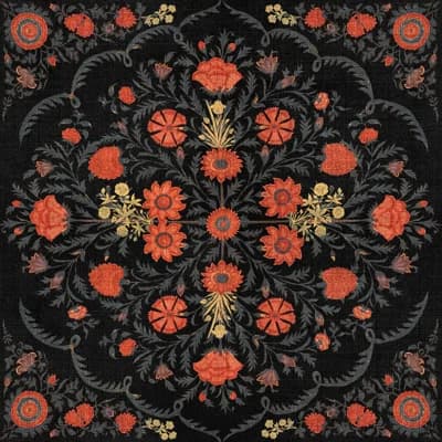 World of Fabrics Floral Non-Pasted Matte Wallpaper Roll — Red,Gold,Black