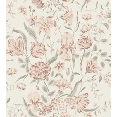 Huset I Solen Floral Matte Wallpaper Roll by Sandberg — Powder Pink