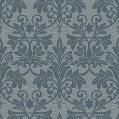 Rococo Relief - Wallpaper — Pewter Blue