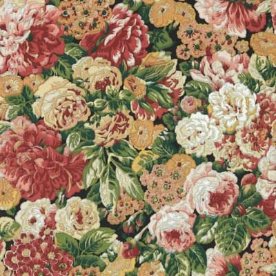 Rose and Peony Wallpaper — Amanpuri Red,Devon Green