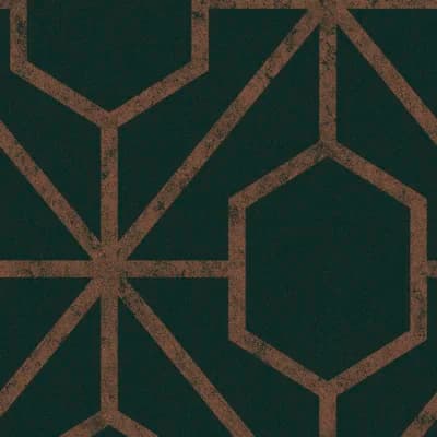 Rinku Geometric Non-Pasted Metallic Wallpaper Double Roll — Black,Green