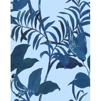 Paule Marrot Non-Pasted Satin Wallpaper Double Roll — Blue