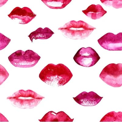 Watercolor Lips Abstract Vinyl Non-Pasted Matte Wallpaper Roll by Jamie Graney — White,Red
