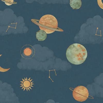 Little Dreamers Collection Journey Into Space Wallpaper Roll — Blue