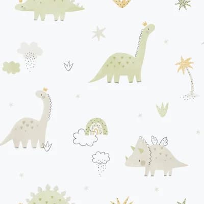 Bambino Collecton Dinosaurs Wallpaper Roll — Green