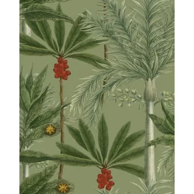Tropical Wanderlust Floral Non-Pasted Matte Wallpaper Roll — Green,Red