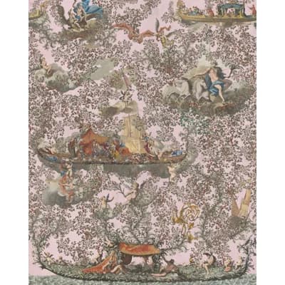 The Transylvanian Manor Floral Non-Pasted Matte Wallpaper Roll by Johann Georg Wolfgang — Pink,Gray,Brown,Green
