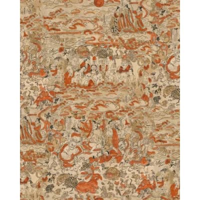 The Curators Cabinet Non-Pasted Satin and Matte Wallpaper Roll — Brown,Orange,Taupe